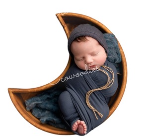 Nuevo estilo de madera recién nacido accesorios de fotografía bebé sesión de fotos estudio recién nacido accesorios de fotografía forma de Luna para recién nacido accesorios de fotografía - Product Image 3