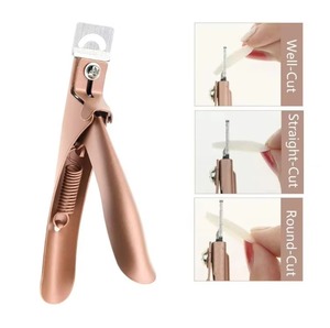 Coupe-ongles et coupe-ongles en acier inoxydable or rose, lame incurvée, ouverture large, outil professionnel pour les ongles artificiels, utilisation en salon - Product Image 3