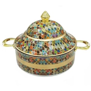 Serveur de nourriture chaude en acier inoxydable de qualité assurée avec un revêtement multicolore magnifique, parfait pour les délices arabes mijotés - Product Image 3