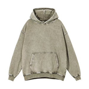 420g poids lourd pierre lavé à capuche Vintage neige lavage polaire doublé unisexe Streetwear hiver pull rétro sweat - Product Image 6