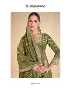 Elegant Look Premium collection Nouvelle Variété Top Qualité Organza Jacquard Soie Avec Broderie Salwar Suit - Product Image 4