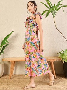 ชุดเดรสเด็กผู้หญิงผ้าฝ้ายอินเดียทำมือ สำหรับงานวันเกิด งานแต่งงาน ชุดเดรสโบโฮเก๋ไก๋แบบไม่มีแขน สั่งทำได้ เป็นมิตรกับสิ่งแวดล้อม ODM - Product Image 2