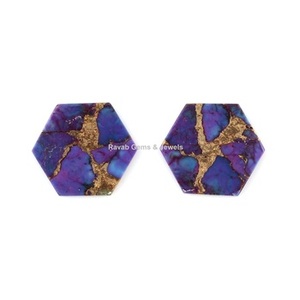 Alta calidad 12mm suave forma hexagonal plana Mohave cobre púrpura compuesto turquesa piedra preciosa suelta calibrada para joyería - Product Image 1