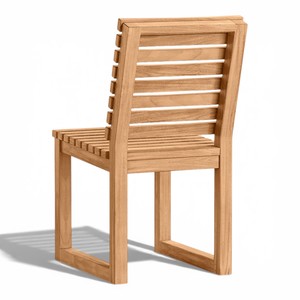Muebles de Exterior Modernos, Silla de Jardín de Madera de Teca Maciza Resistente a la Intemperie, Asiento de Patio con Respaldo de Listones para Hotel y Restaurante - Product Image 4