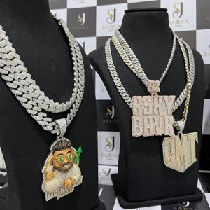 Pendentifs et breloques en argent 925, bijoux fins, certifiés IGI, plaqués or 14 carats, diamant taille brillant, forme de cœur, style hip-hop, unisexe - Product Image 5