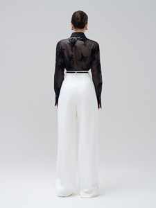 Pantalones informales antiarrugas para mujer, pantalones de pierna ancha de cintura alta, tela tejida de LICRA de rayón, ropa de mujer, hecho en Vietnam - Product Image 2