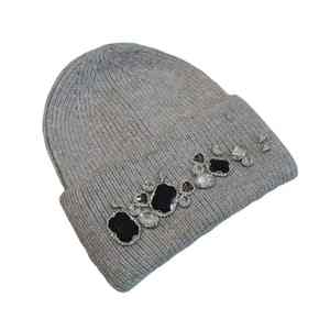 New Arrival Solid Color Winter Knitted <b>Beanie</b> Hat Rhinestones 100% Cotton Dot Pattern Digital Breathable <b>Waterproof</b> Street Style - Product Image 6