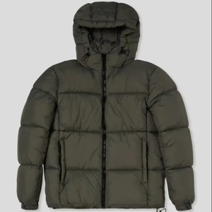Men's High Quality Quilted Bubble Puffer Jacket Custom <b>Zip</b> <b>Up</b> Stand Collar Winter Bomber Coat - Product Image 1