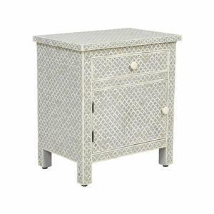 Handmade Bone Inlay Traditional Bedroom Furniture <b>Bedside</b> Nightstand with 2 Drawers Multi-Purpose Side <b>Table</b> India - Product Image 2