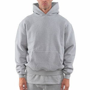 Sudaderas con capucha térmicas de tela de algodón para hombre, Sudadera con capucha de gran tamaño informal en blanco personalizada, logotipo bordado con impresión Digital para Unisex - Product Image 1