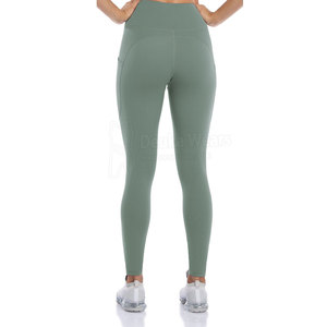 Service OEM, conception personnalisée, leggings extensibles pour femmes, leggings sans couture, spandex personnalisé, séchage rapide, taille haute, vêtements de fitness avec poches latérales - Product Image 4