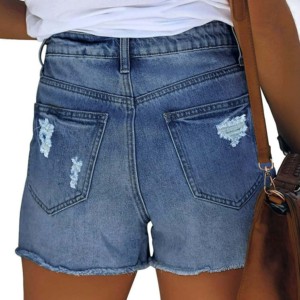 女性用通気性デニムショーツボタンクロージャー付き - Product Image 3
