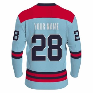 Maillots de hockey sur glace à col en V personnalisés avec le nom de l'équipe, en polyester/coton, manches longues, impression par sublimation, respirants, toutes saisons - Product Image 2