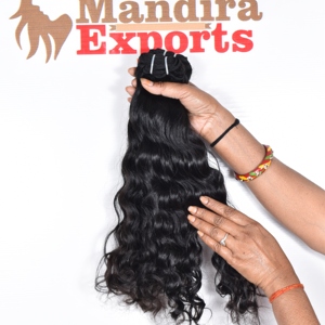 100% indien Remy naturel vague couleur noire Double trame soyeux ondulé Temple Extensions de cheveux humains vendeur faisceaux pour le tissage - Product Image 3