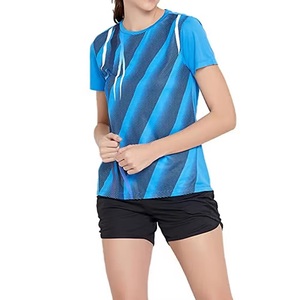 T-shirts décontractés pour femmes, coupe classique, manches courtes, col rond, tissu tricoté, respirant, été, dernier design, personnalisable - Product Image 6