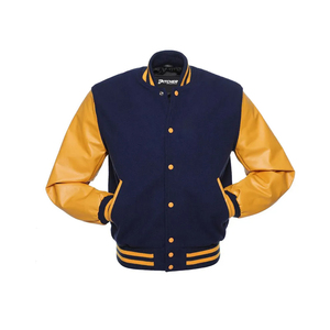 Chaqueta universitaria de cuero de vaca personalizada invierno estilo callejero lana a prueba de viento tejido ecológico transpirable frente Unisex - Product Image 2