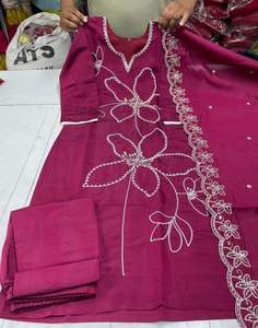 Indian Ethnic Reyon Slub Suit Set With Fine Embroidered Work <b>Three</b> <b>Piece</b> <b>Suite</b> For Women Every Season Wholesale - Product Image 6