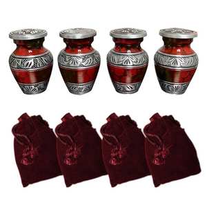 Mini urnas de cremación de aluminio de estilo europeo grabadas para cenizas humanas recuerdo ecológico suministros funerarios al por mayor - Product Image 3