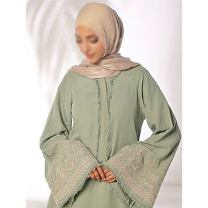 Abaya informal transpirable hasta el suelo para mujer, ropa islámica de diseño personalizado para adultos, venta al por mayor - Product Image 4