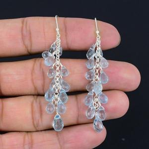 Boucles d'oreilles en topaze bleue Spinner en argent sterling 925 bijoux de fête à la mode pour femmes - Product Image 3