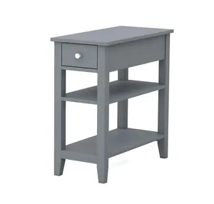 Side Table Living Room Narrow End Table With Drawer And Shelf 3-Tier Sofa End Table For Small Space