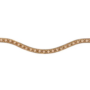 Elegante Diadema para Caballo de Cuero Acolchado Negro y Marrón con Tres Hileras de Cristales Dorados Brillantes Decorativos - Product Image 4