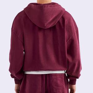 Nouvelle mode 100% coton fermeture éclair hommes hiver acide lavage survêtement ensemble respirant lourd personnalisé écologique conception personnalisée - Product Image 5