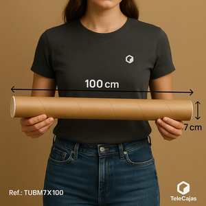 Tubes en carton brun recyclables 7 x 100 cm, taille personnalisée avec couvercles pour toiles et produits longs à enrouler - Product Image 2