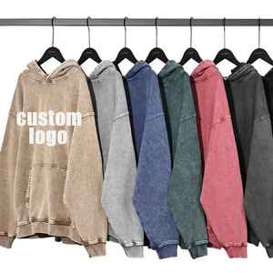 2024 Streetwear Casual Sudadera con capucha desgastada 100% algodón lavado negro con ajuste holgado y hombro caído Logo impreso - Product Image 3