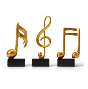 3pcs Décoration de notes de musique Décoration musicale Cadeaux Centre de table Sculpture Statue de piano fabricant Or 7.5 pouces - Product Image 1