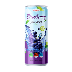 Bebida de Zumo de Arándanos con Pulpa, Lata Delgada de 250ml, Marca Privada OEM ODM, Bebida de Frutas - Product Image 1
