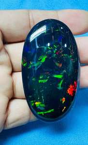 100% naturel éthiopien noir opale Cabochon forme ovale Cabochon pierre pierres précieuses opale pour la fabrication de bijoux cadeau de mariage pendentif gemmes - Product Image 2