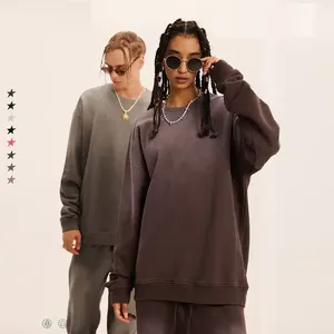 Marca nueva llegada High Street High Quality Vintage Hoodie cuello redondo ácido lavado suelto Casual Hoodies - Product Image 1