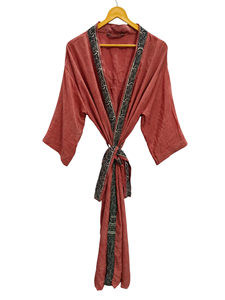 Kimono pour femme Robe d'été Bikini Cover Up Night Wear Long Robe, fait à la main indien Vintage en soie recyclée Sari Kimono, - Product Image 5