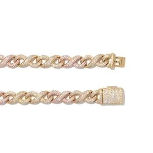 High on Demand Fine <b>Chains</b> Necklaces Lab Grown Two Tone Color Hiphop Style Yellow Gold Cuban <b>Chain</b> Gift for <b>Men</b> - Product Image 1