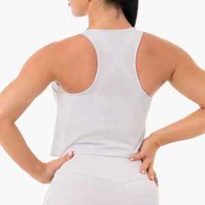 Camiseta sin mangas recortada personalizada para mujer, chaleco Formal transpirable ajustado de cintura alta con parte inferior corta elástica sin mangas, estilo informal - Product Image 3