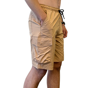 Alta calidad, fábrica, venta al por mayor, comodidad, logotipo personalizado, 100%, cordón de nailon, cintura elástica, bolsillos con cremallera, pantalones cortos de carga informales - Product Image 3