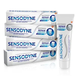 Sensodyne Repair and Protect Whitening Toothpaste, Toothpaste for Sensitive Teeth and Cavity Prevention, 3.4 oz (Pack of 4)