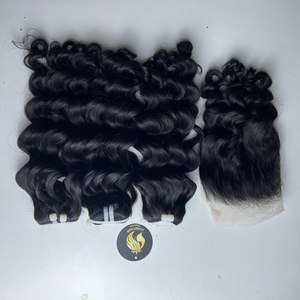 Extensiones de cabello humano vietnamita Virgen sin procesar Paquetes de ondas profundas alineados con cutícula Cabello crudo de estilo Suelto - Product Image 2
