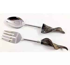 Juego de Utensilios para Ensalada de Acero Inoxidable Ecológico de Primera Calidad, Elegantes Mangos Decorativos Hechos a Mano, Aptos para Lavavajillas, con Estilo - Product Image 5