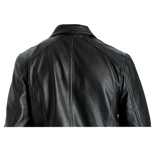 Chaqueta de Invierno para Hombre, de Cuero Genuino, Cortavientos, con Cierre, Cuello Alto, Estilo Biker, Cierre Frontal, Forro de Poliéster, 2026 - Product Image 3