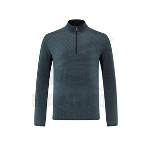 Quick Dry Poliéster Liso Manga larga Sports Quarter Zip Top 100% poliéster Media cremallera Sudadera - Product Image 4
