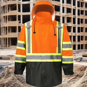 Chaqueta de lluvia reflectante ligera XS para hombre, abrigo impermeable con capucha y soporte, alta visibilidad para deportes al aire libre - Product Image 4