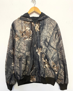 Chaqueta con Capucha de Camuflaje Gris Vintage para Hombre, Patrón Realista de Ramas de Árbol y Hojas de Roble, Cierre Completo, Chaqueta Táctica Resistente para Exteriores - Product Image 3