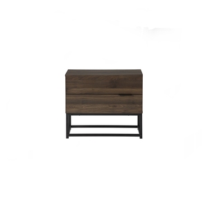Functional 2-Drawer Metal Frame CAPRI Side <b>Table</b> for Modern Apartment Storage and Wide <b>Walnut</b> Colour Nightstand for Bedroom - Product Image 2