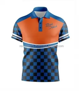महिलाओं के लिए कस्टम सबलिमिटेड पॉलिएस्टर पोलो शर्ट महिलाओं के लिए नारंगी और नीले पोलो शर्ट के लिए अनुकूलित गोल्फ पोलो टी-शर्ट