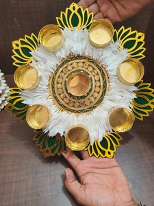 Assortiment de lotus rangoli jasmin en MDF avec bougeoir pour la décoration d'entrée de la pendaison de crémaillère Diwali - Product Image 4