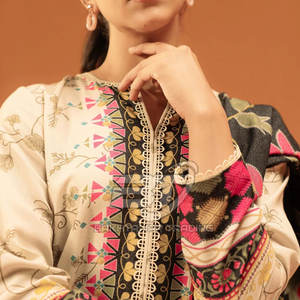 Ensemble pakistanais pour femmes en coton/polyester, chemise, pantalon et dupatta imprimés, 3 pièces, design personnalisé - Product Image 4