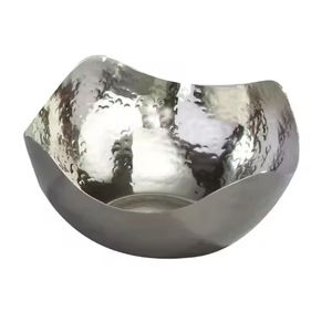 Cuenco para servir postres de aluminio martillado de forma redonda, cuenco de Chocolates pulido brillante plateado de diseño fantástico para uso doméstico - Product Image 1