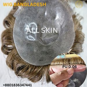 All Skin Natural Indian Remy Hair Deep Wave PU Base Toupee para hombres Piel delgada - Product Image 3